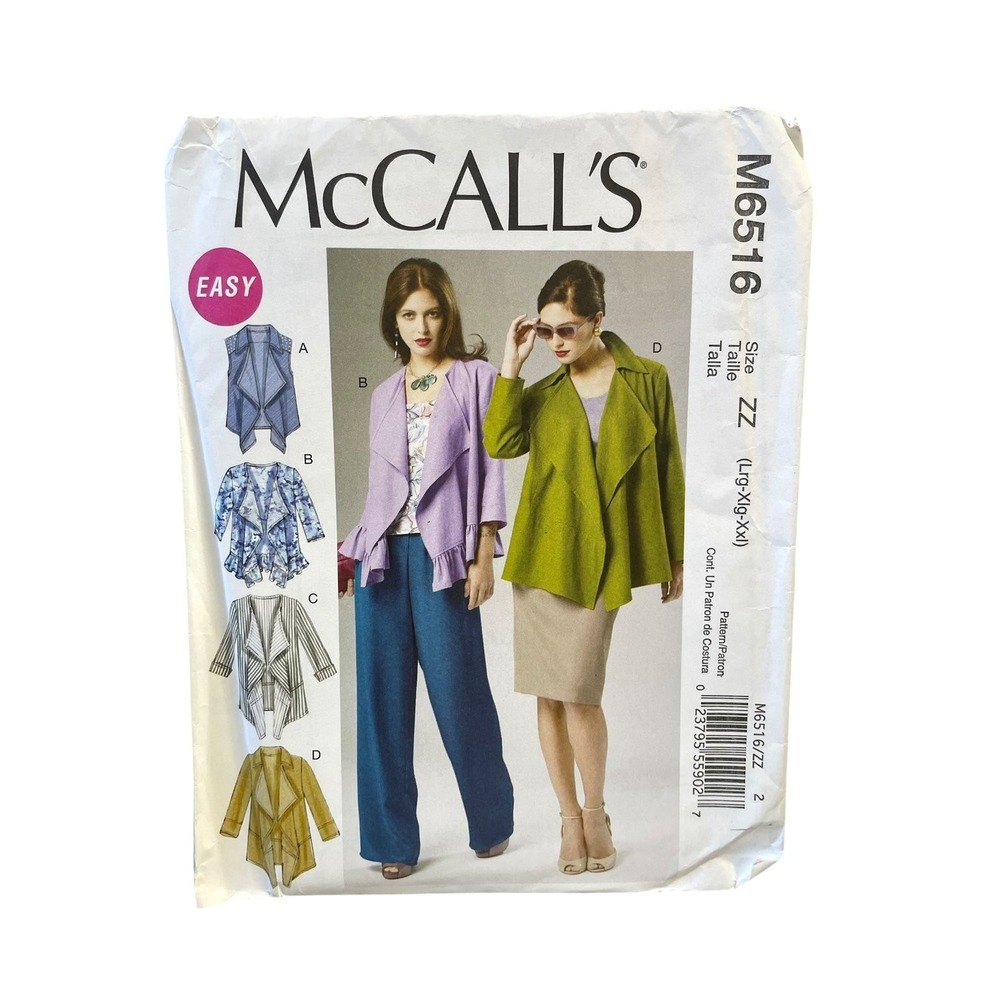 McCall's M6516 Vest Jacket XS S M L XL XXL Easy Modern